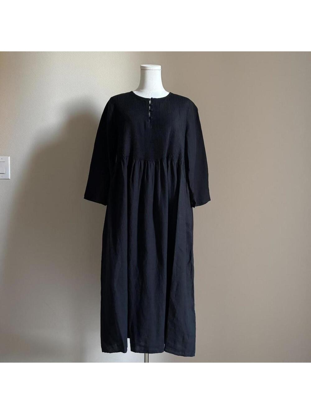 NWT poetry washed black linen midi dress